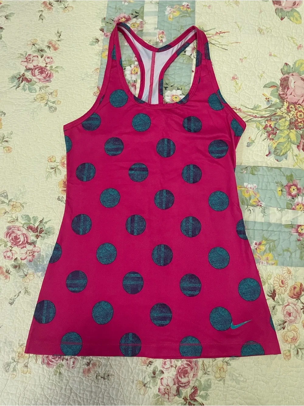 Nike Magenta Racerback Tank Top with Teal Polka Dots